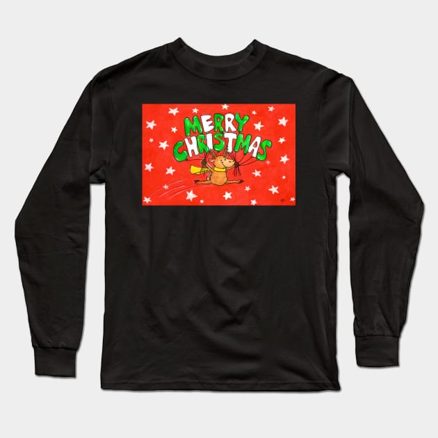 Merry Christmas Reindeer Long Sleeve T-Shirt by nicolejanes